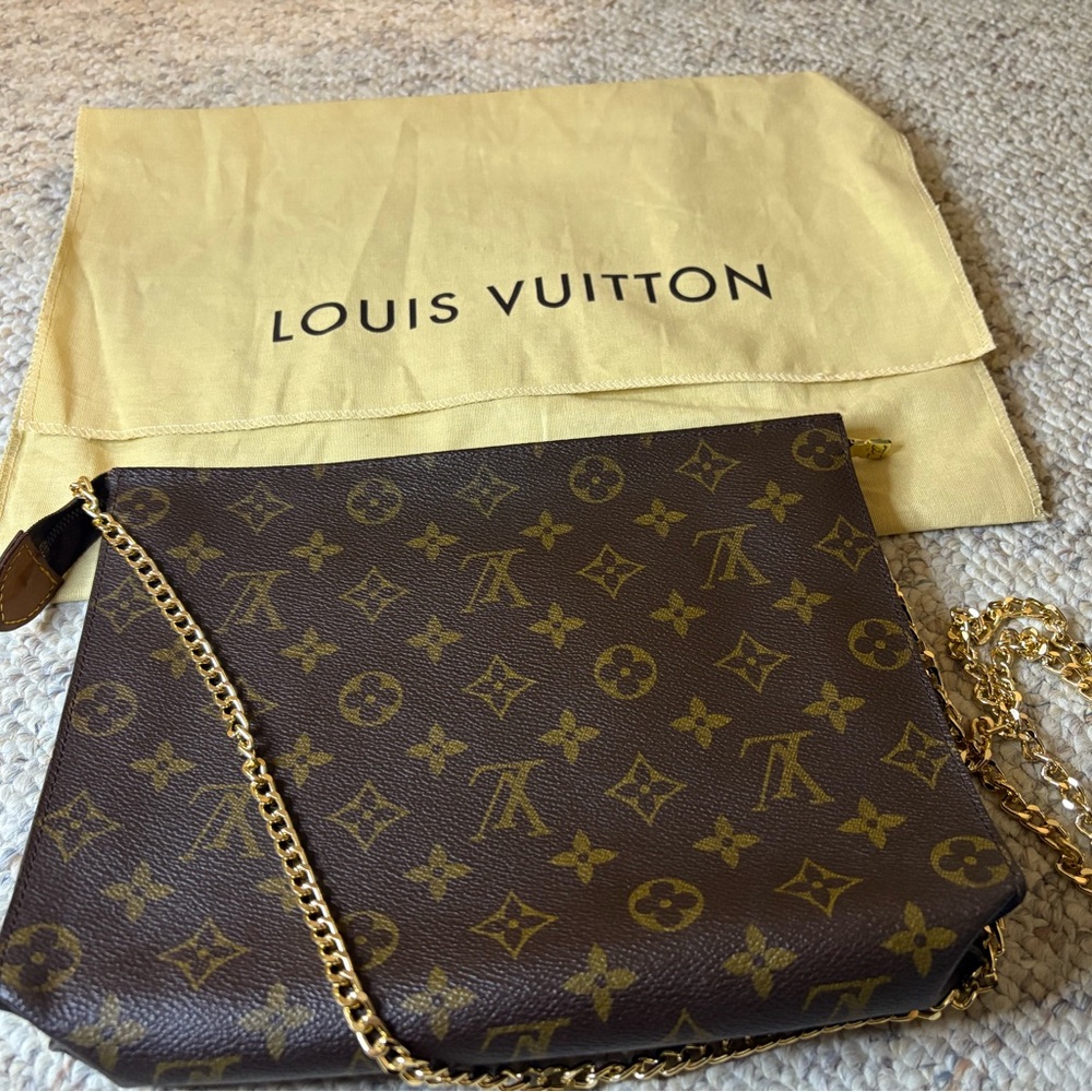 Louis Vuitton Brown Monogram Toiletry Pouch With Chain (crossbody)